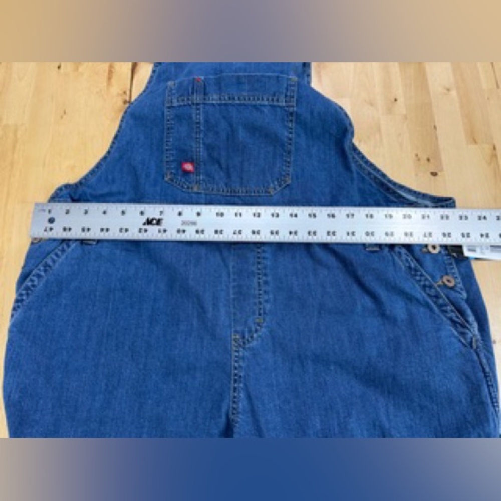 Dickies Bib Overalls Relaxed Fit Straight Leg Fits Over Boots Size XL Blue Denim - Picture 9 of 14